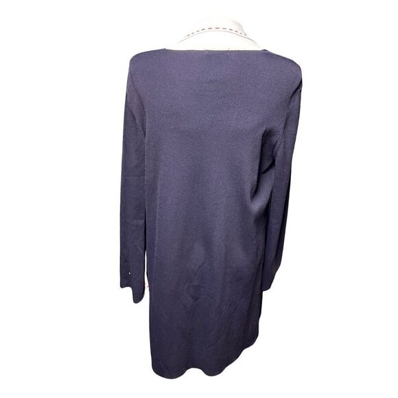 Like New 1960 Navy Blue Peter Pan Collar Long Sleeve Button Down Dress/Cardigan - Picture 6 of 11